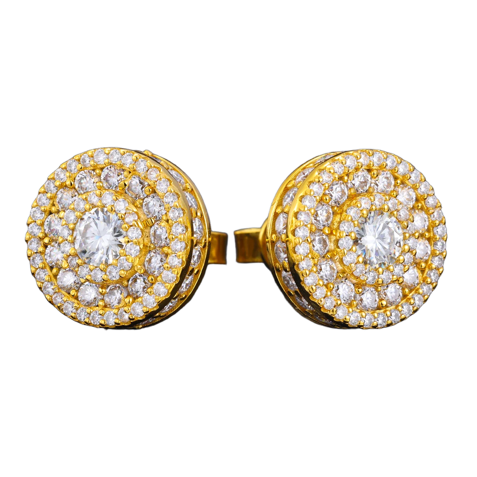 Orecchini "Full Iced Halo Round" Argento 925 & Moissanite