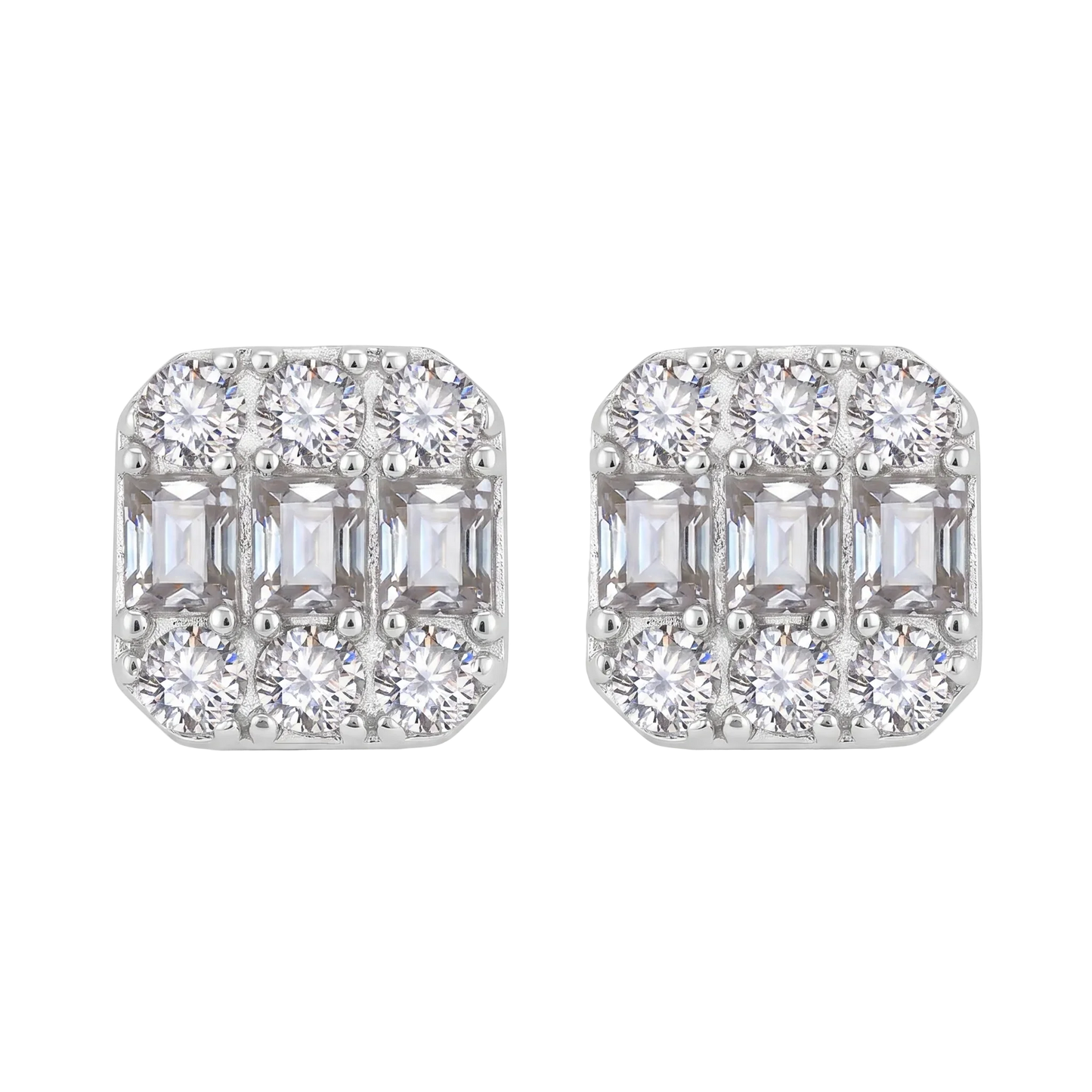 Orecchini "Square Baguette" Argento 925 & VVS Moissanite