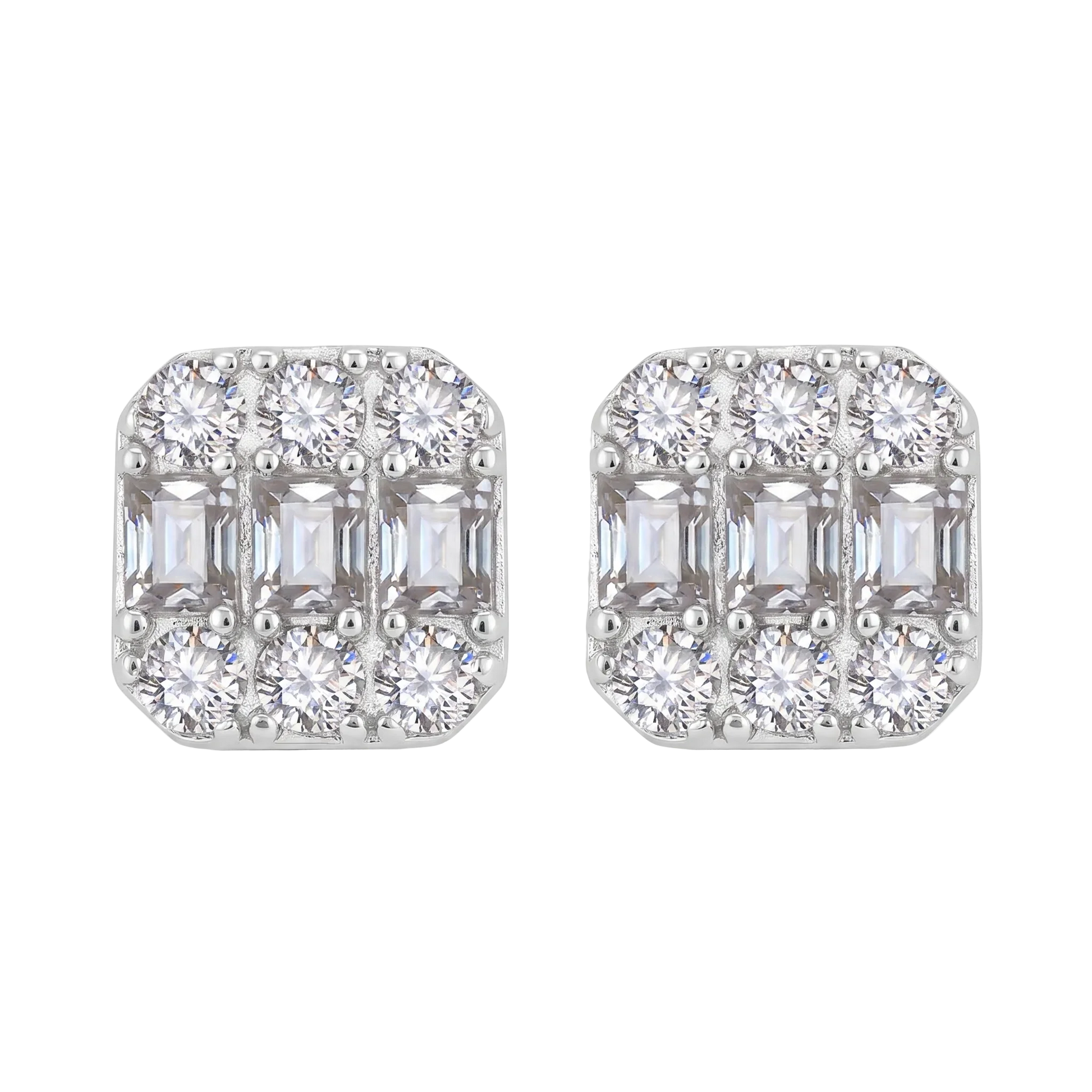 Orecchini "Square Baguette" Argento 925 & VVS Moissanite