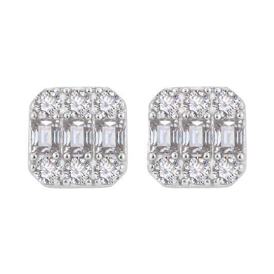 Orecchini "Square Baguette" Argento 925 & VVS Moissanite