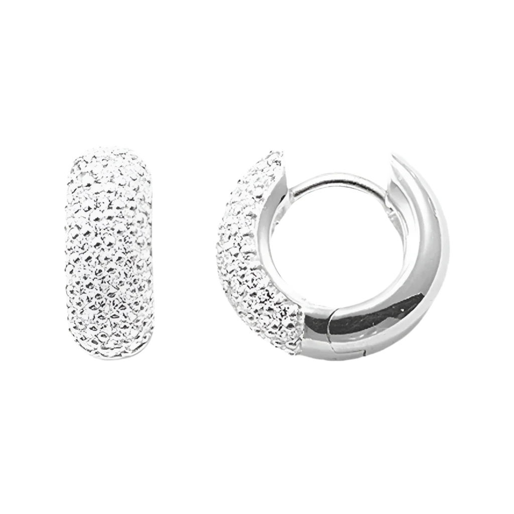 Orecchini "Thick Iced Circle" Argento 925 & Zirconi