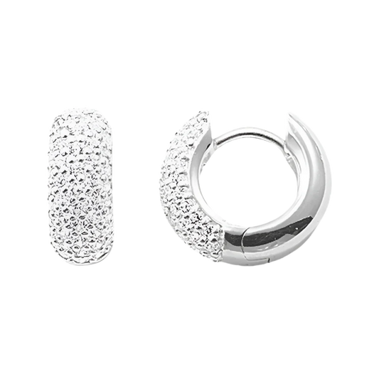 Orecchini "Thick Iced Circle" Argento 925 & Zirconi