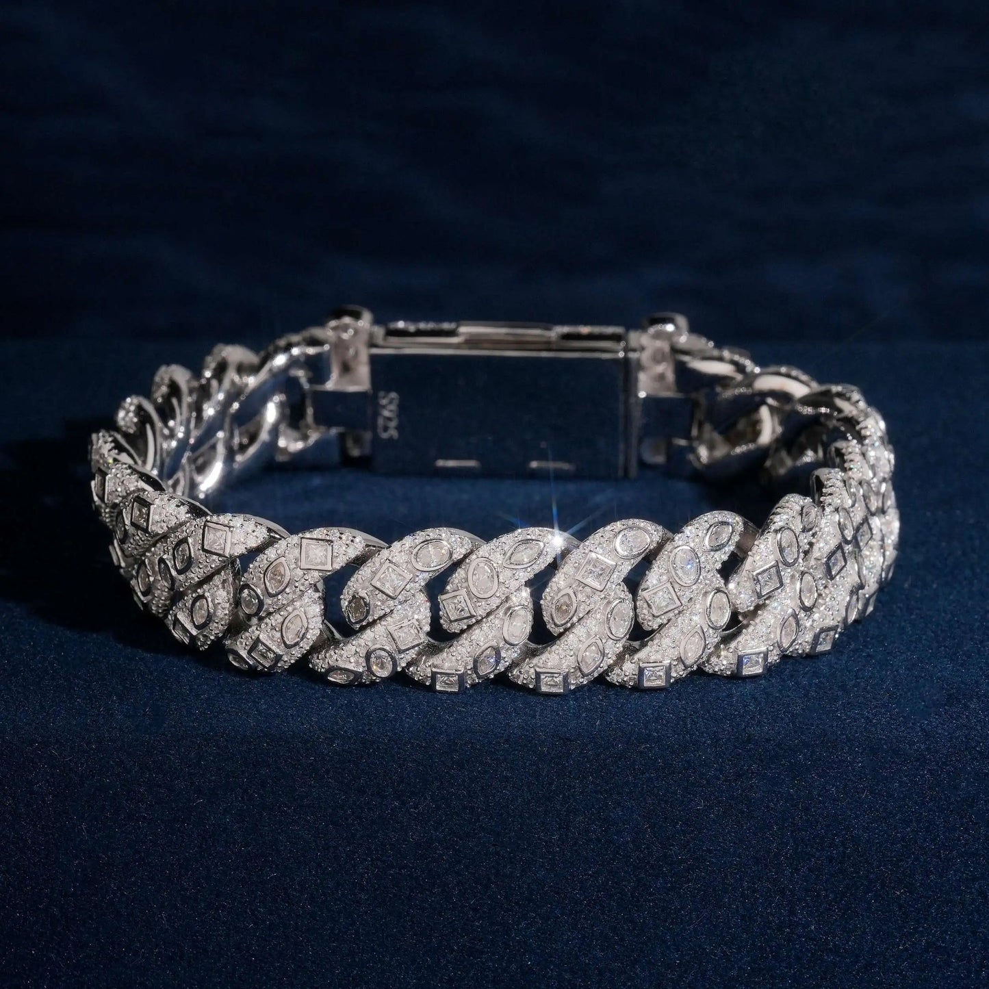 Bracciale "Imperial Cuban" 15mm Argento 925 & VVS Moissanite
