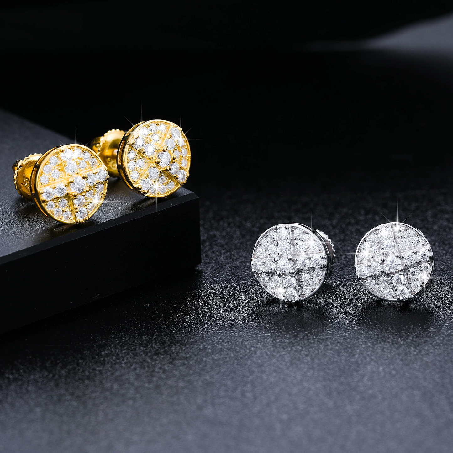 Orecchini "Circle Cross" Argento 925 & VVS Moissanite