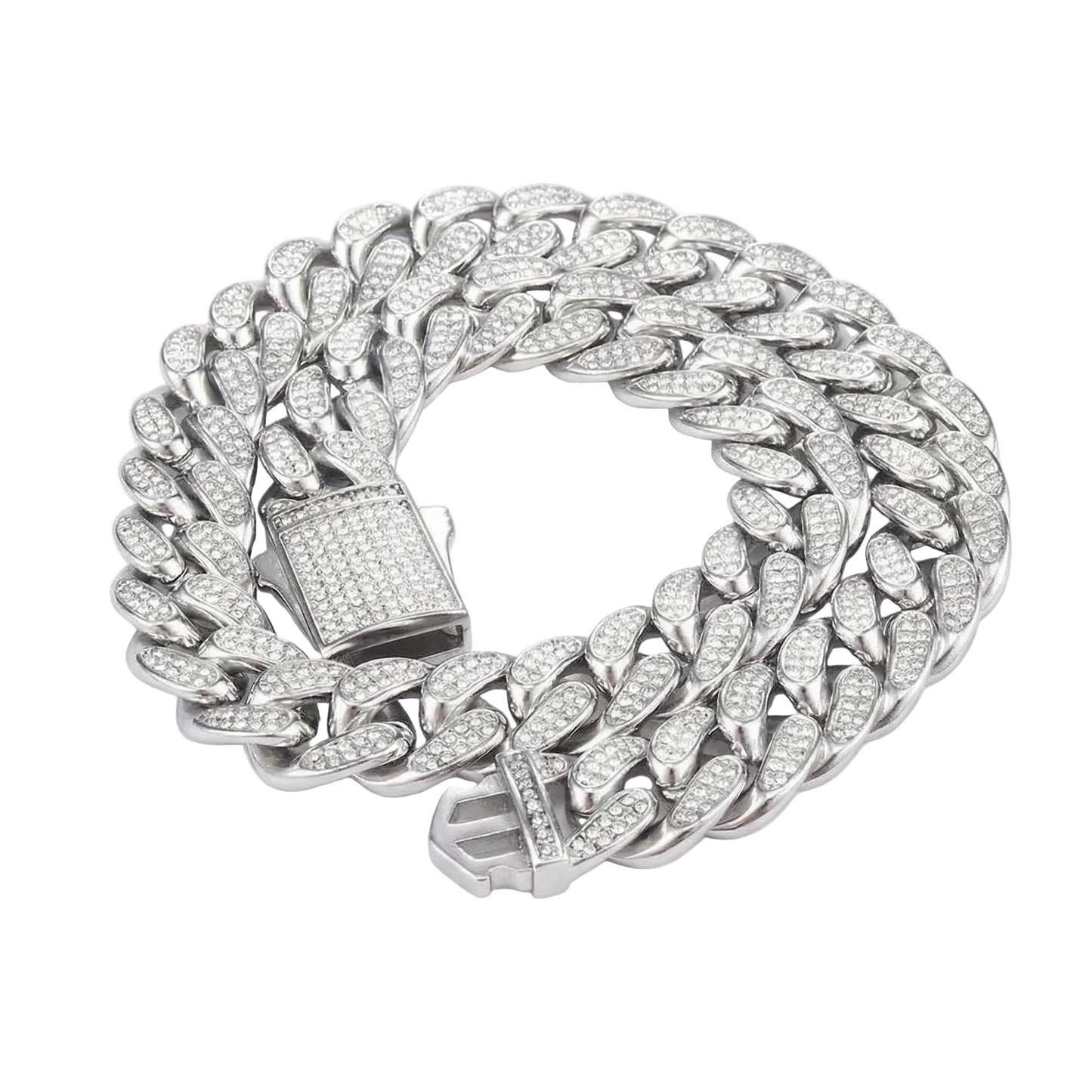 Collana / Bracciale "Cuban Pavé" 16mm Acciaio Inossidabile