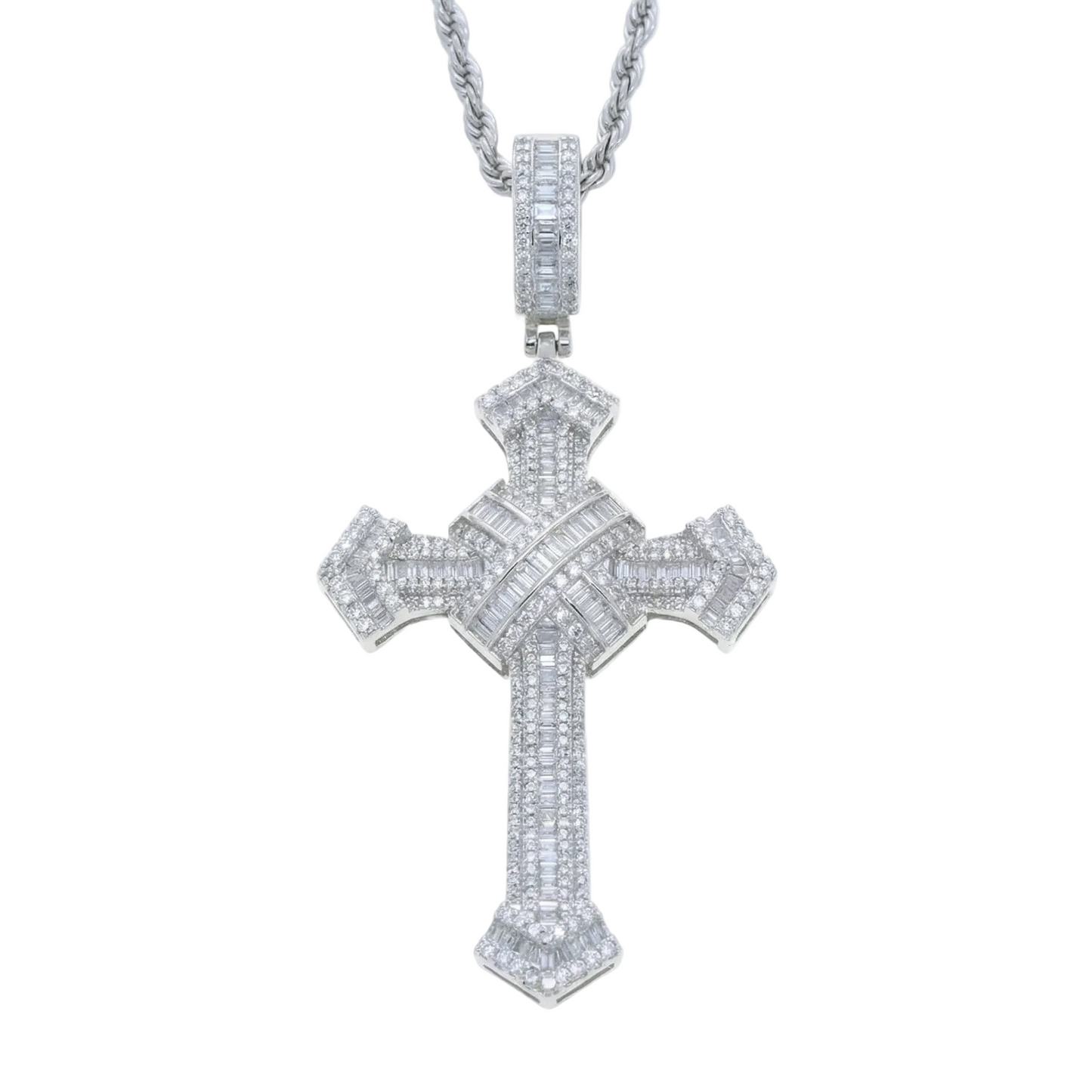 Ciondolo "Baguette Cross" Argento 925 & Zirconi