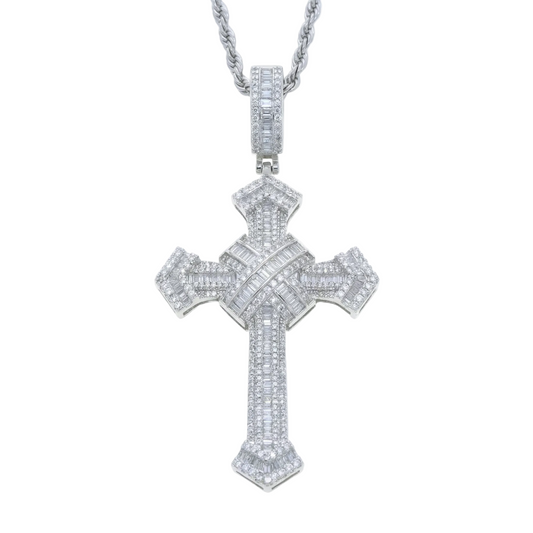 Ciondolo "Baguette Cross" Argento 925 & Zirconi