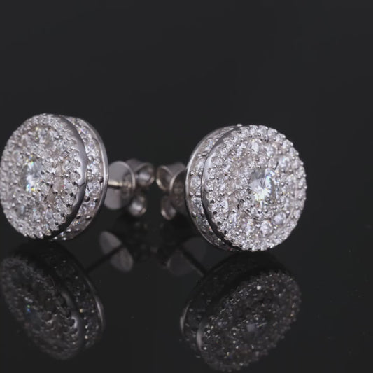 Orecchini "Full Iced Halo Round" Argento 925 & Moissanite