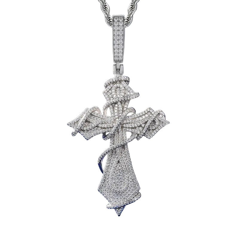 Ciondolo "Wrapped Cross" Argento 925 & VVS Moissanite