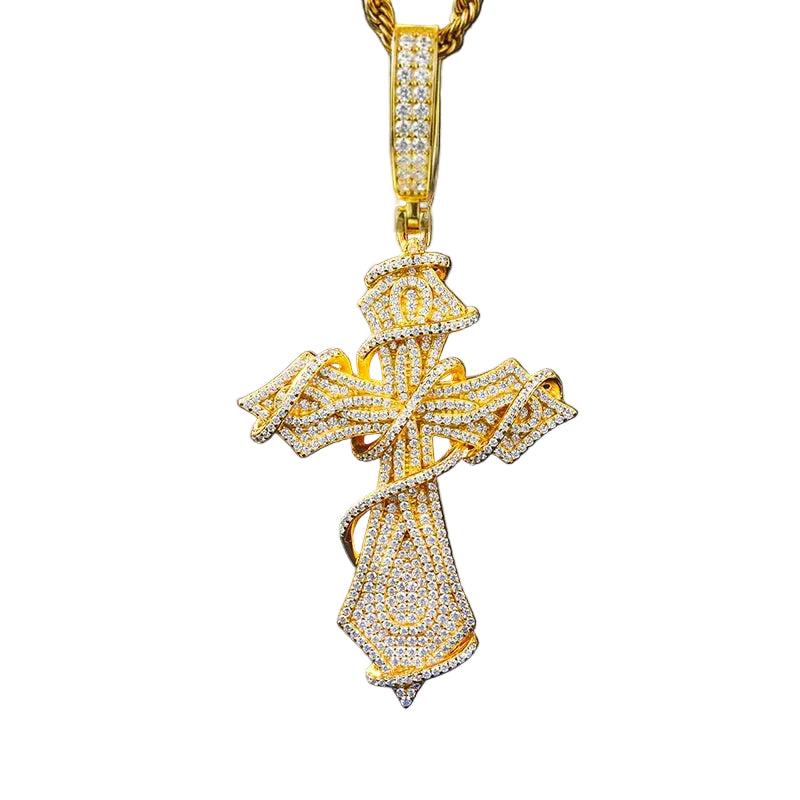 Ciondolo "Wrapped Cross" Argento 925 & VVS Moissanite