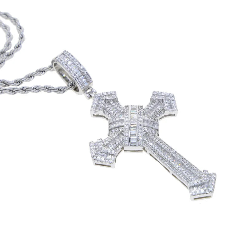 Ciondolo "Baguette Cross" Argento 925 & Zirconi