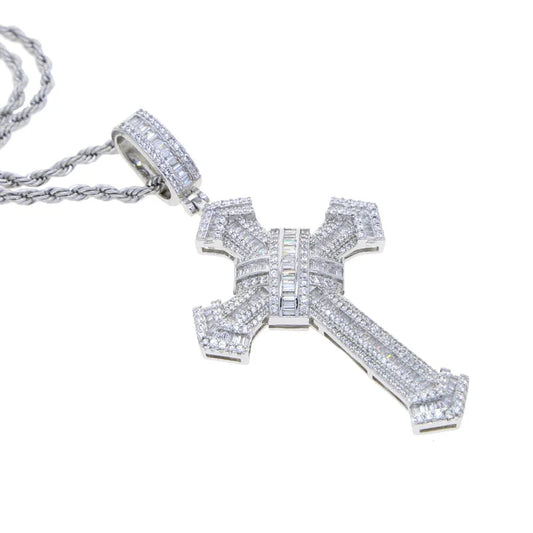 Ciondolo "Baguette Cross" Argento 925 & Zirconi