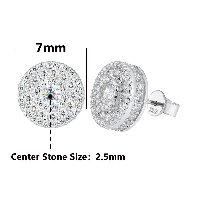 Orecchini "Full Iced Halo Round" Argento 925 & Moissanite