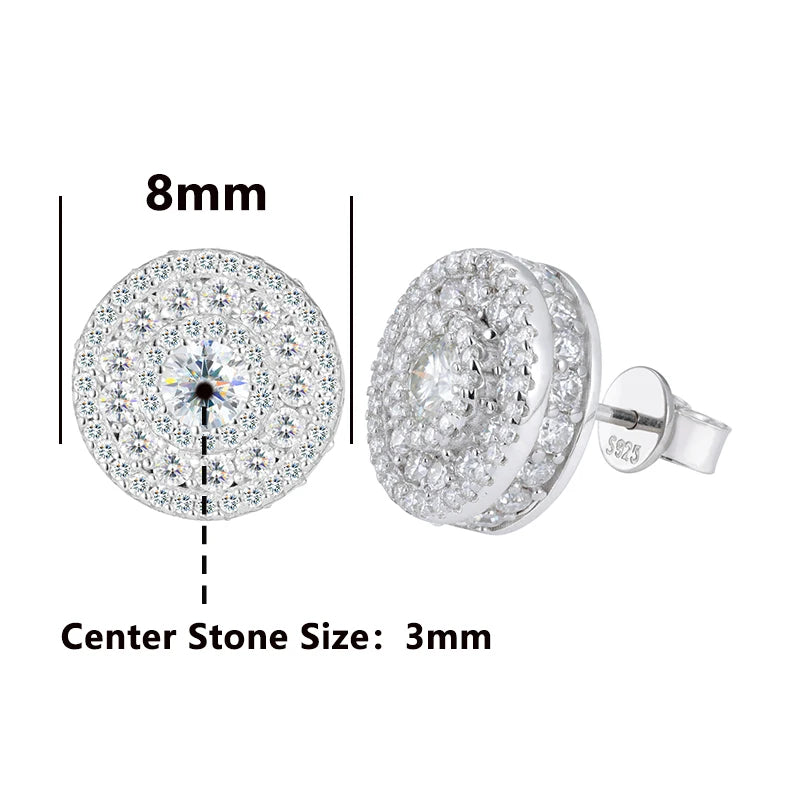 Orecchini "Full Iced Halo Round" Argento 925 & Moissanite